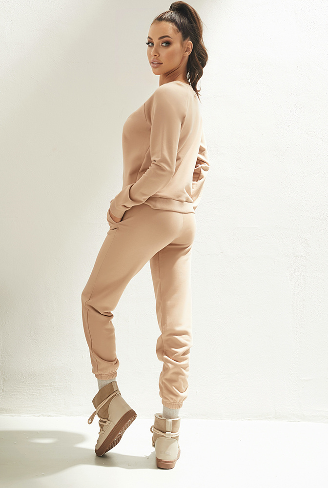 beige matching tracksuit