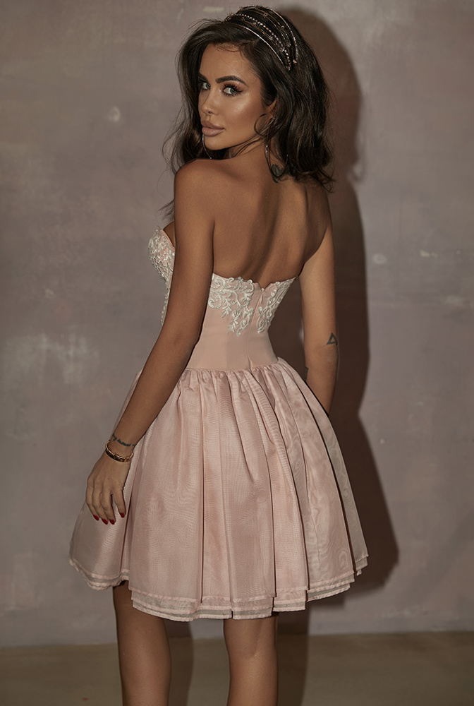 Leena - pink corset dress with embroidery