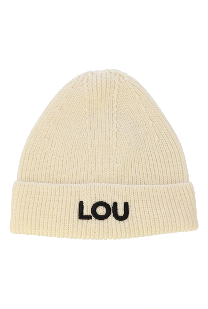 Winter Beanie with Lou Logo in Ecru Color
