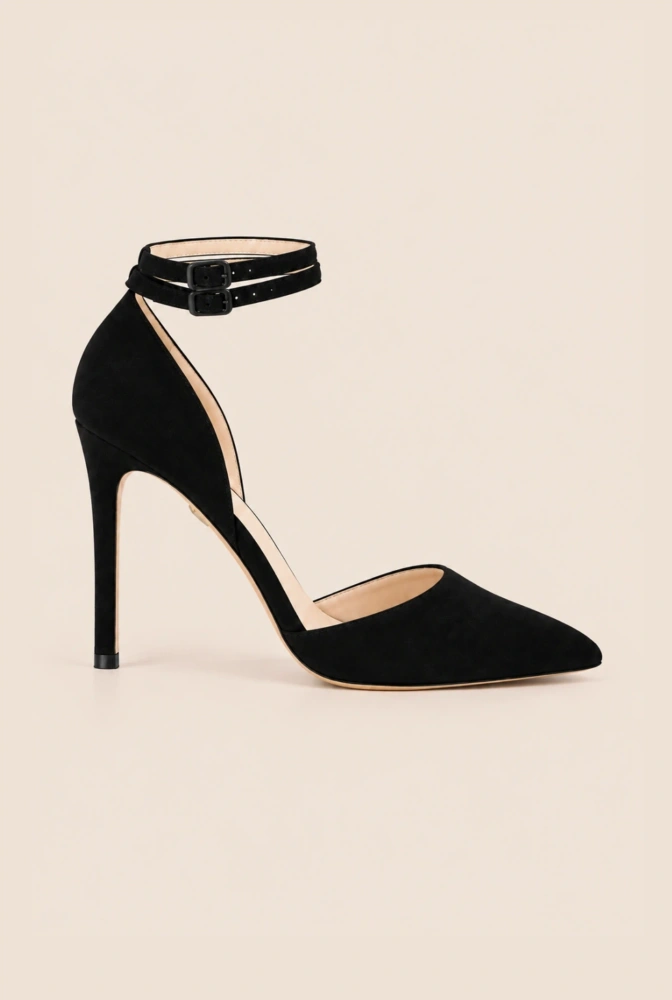 Terry - Black Suede Stilettos with Covered Toes