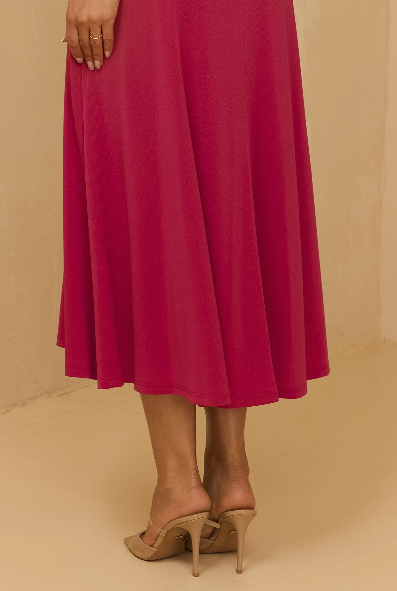 Urge - Elegant Midi Dress in Fuchsia Color