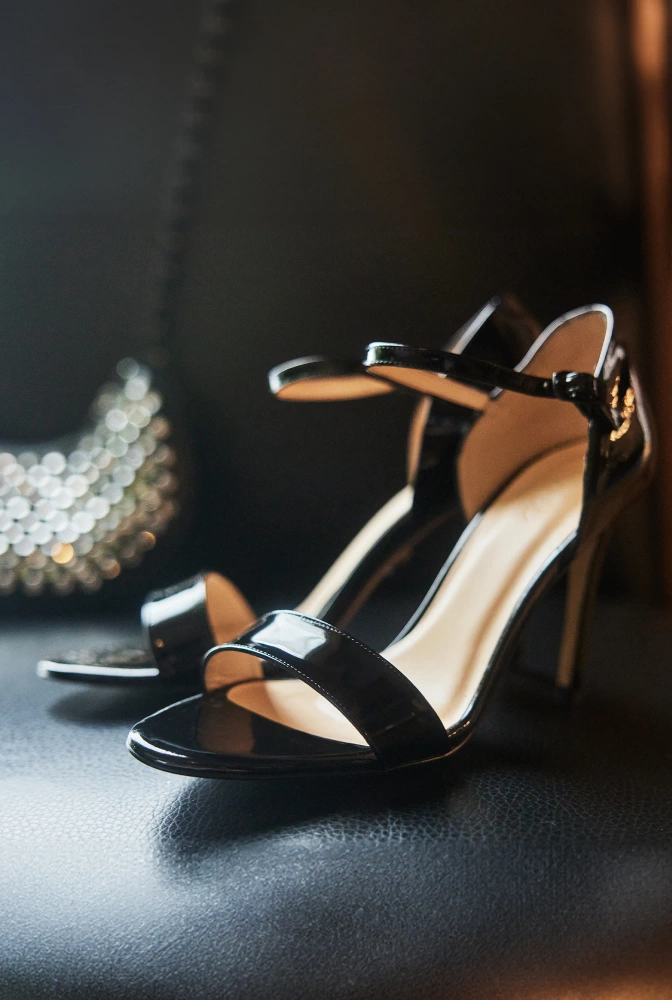 Zarina - Black Lacquered Stiletto Sandal