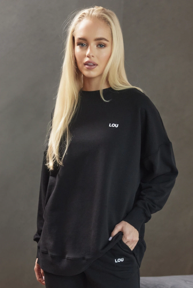 Saura Black - Lightweight, Comfortable Black Sweater with Logo