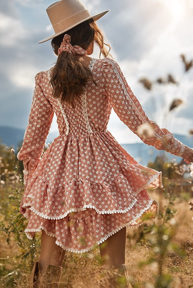 Kansas - a boho style dress in a brick shade