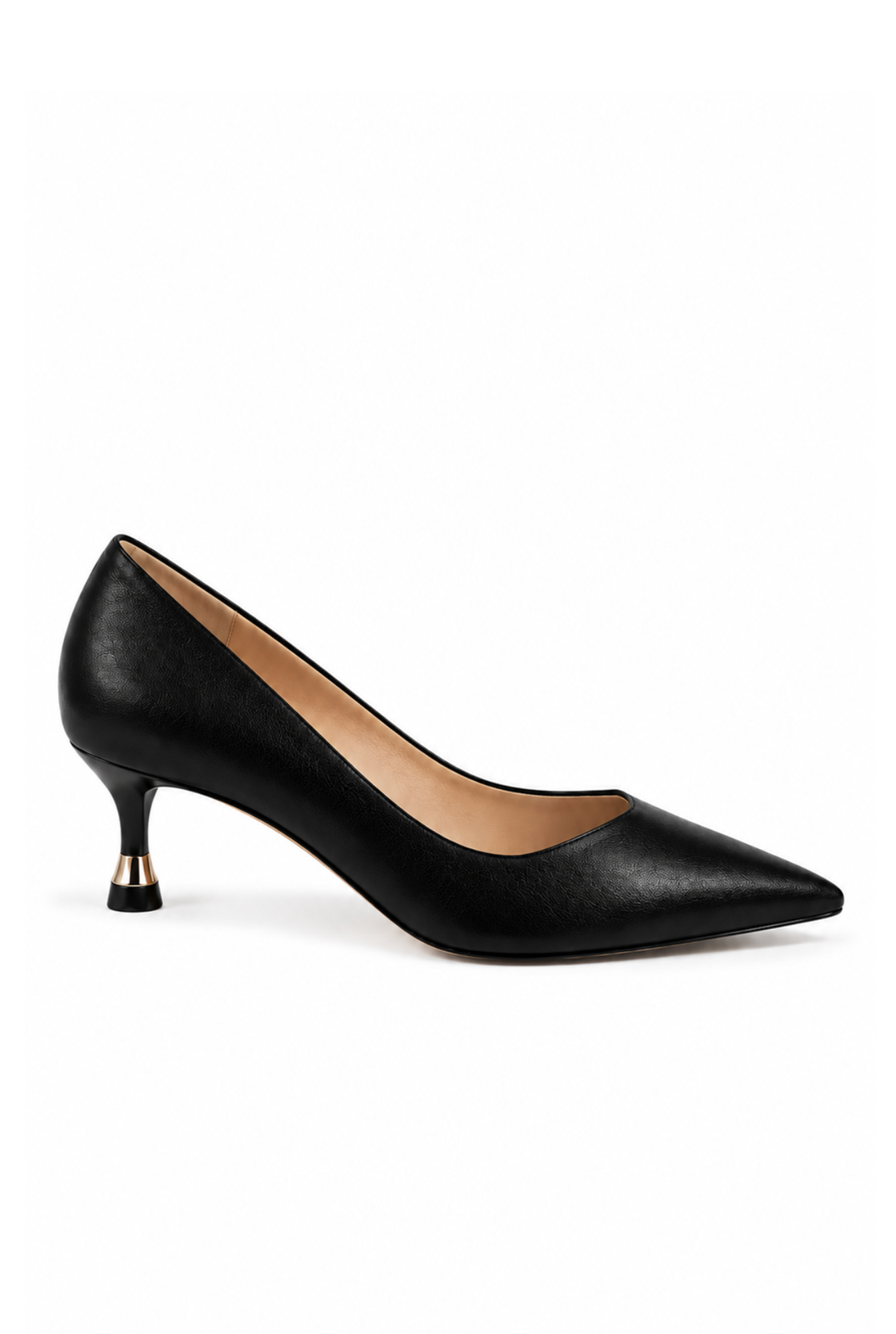 Samos – black pumps with a gold heel detail