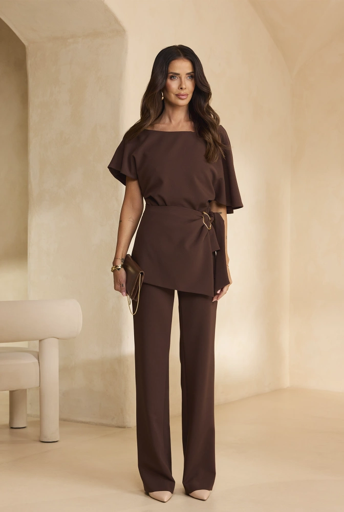 Padera – brown set: blouse + trousers