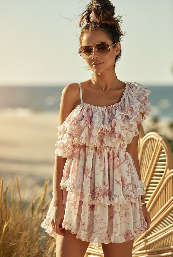 Adora - a delicate, asymmetrical dress made of logged fabric