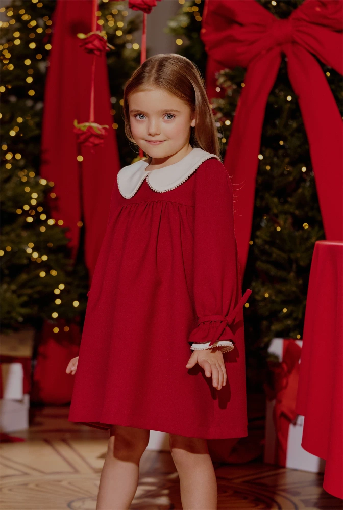 Majka - red children's dress with collar