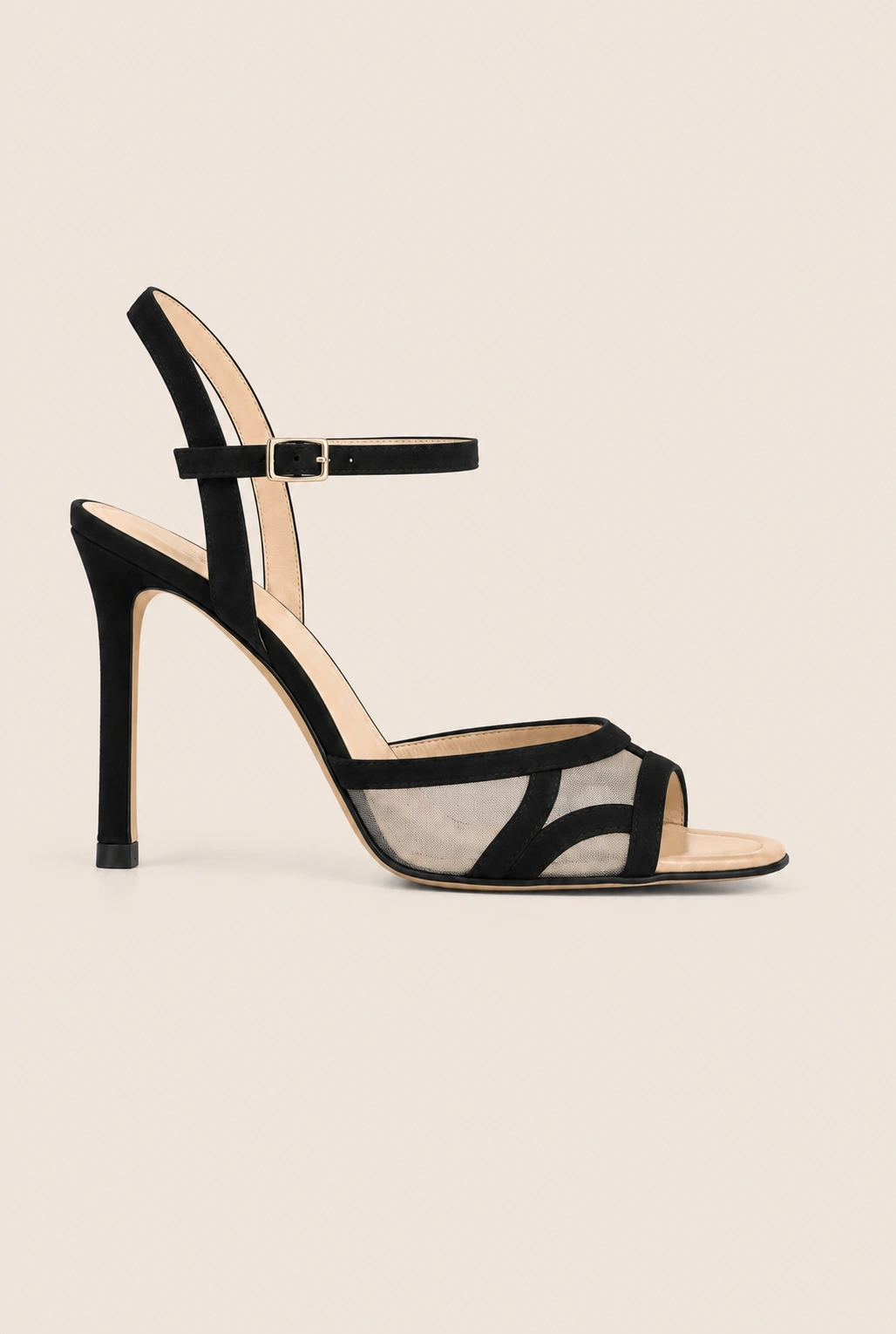 Giulia – black sandals with mesh details