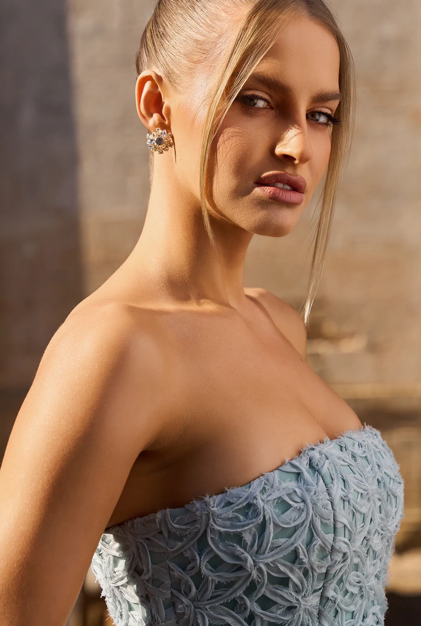 Rime - gold-plated earrings with silver zircons