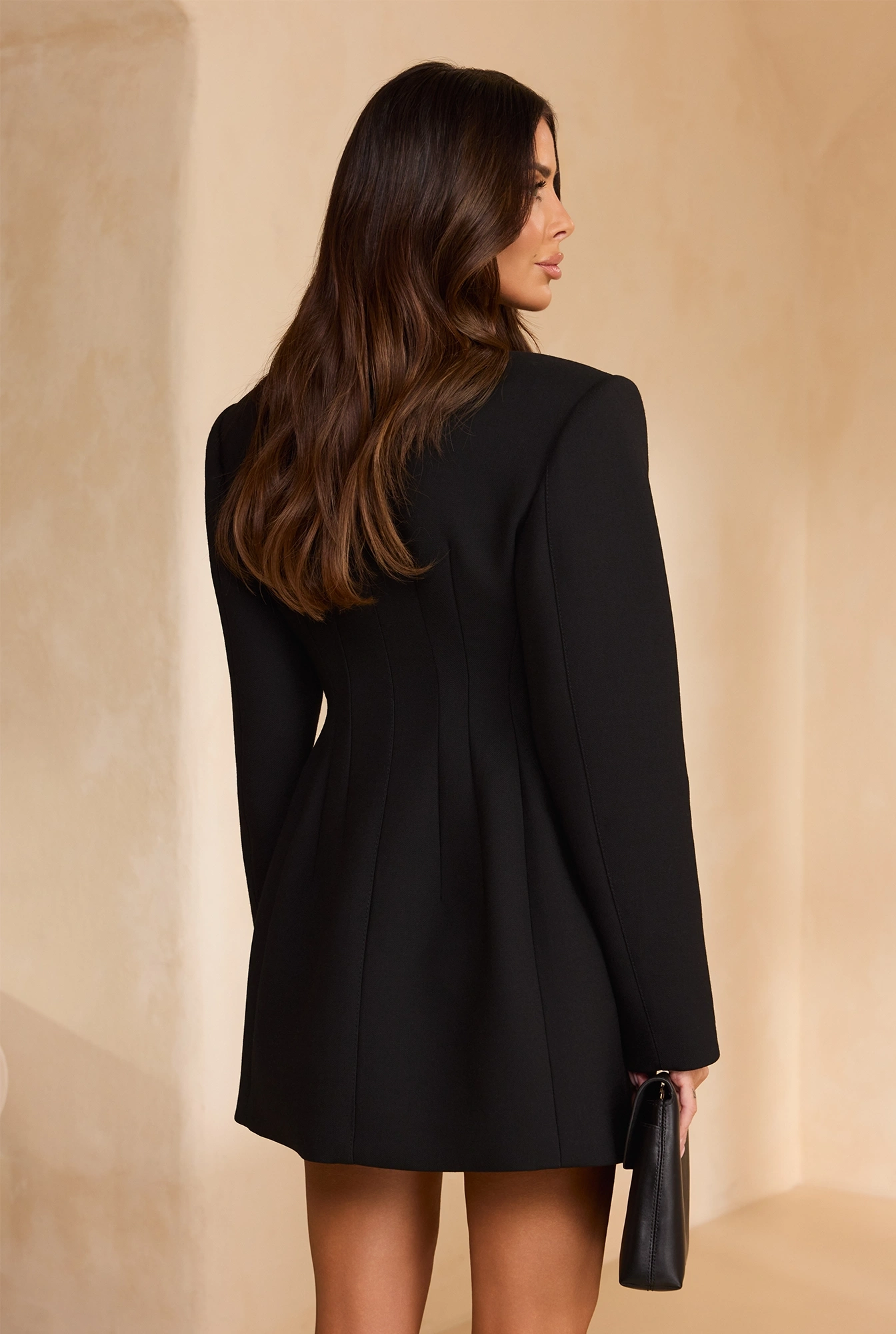 Sorrento – black mini blazer dress with wool blend
