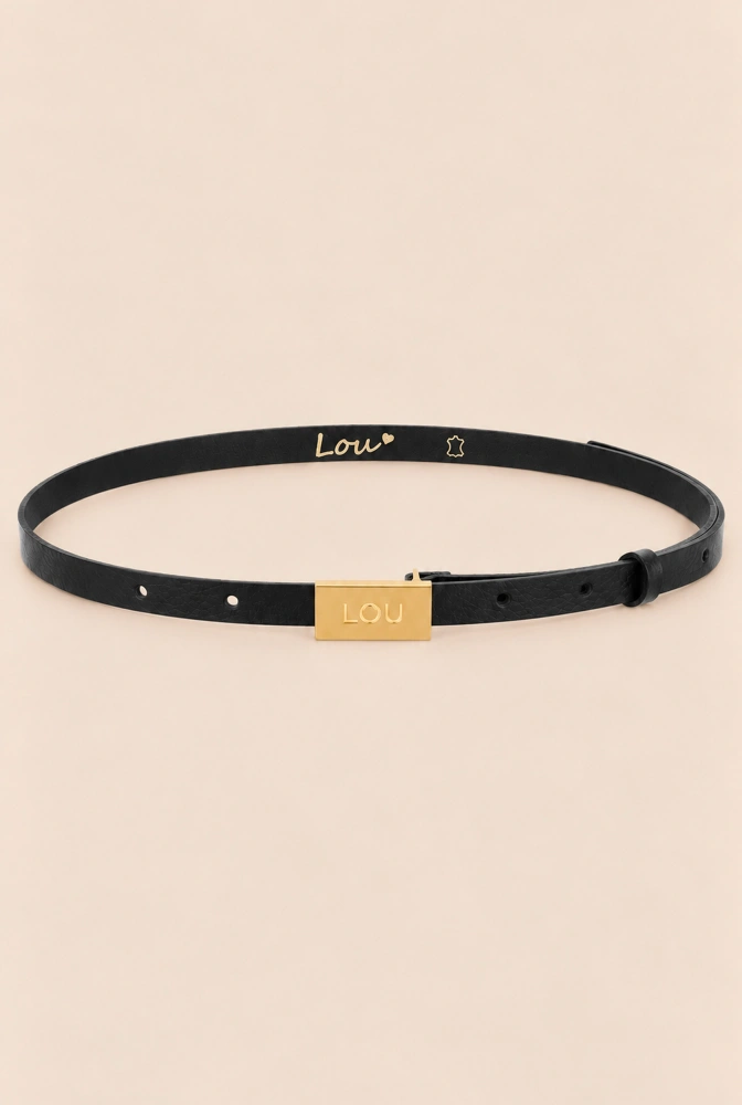 Lita Belt - Elegant Black Women's Belt with Gold Lou Buckle