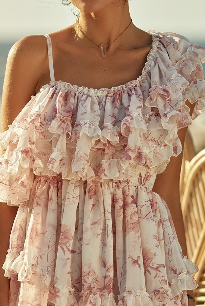 Adora - a delicate, asymmetrical dress made of logged fabric