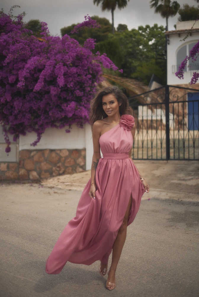Maribel - Maxi dress in coral color