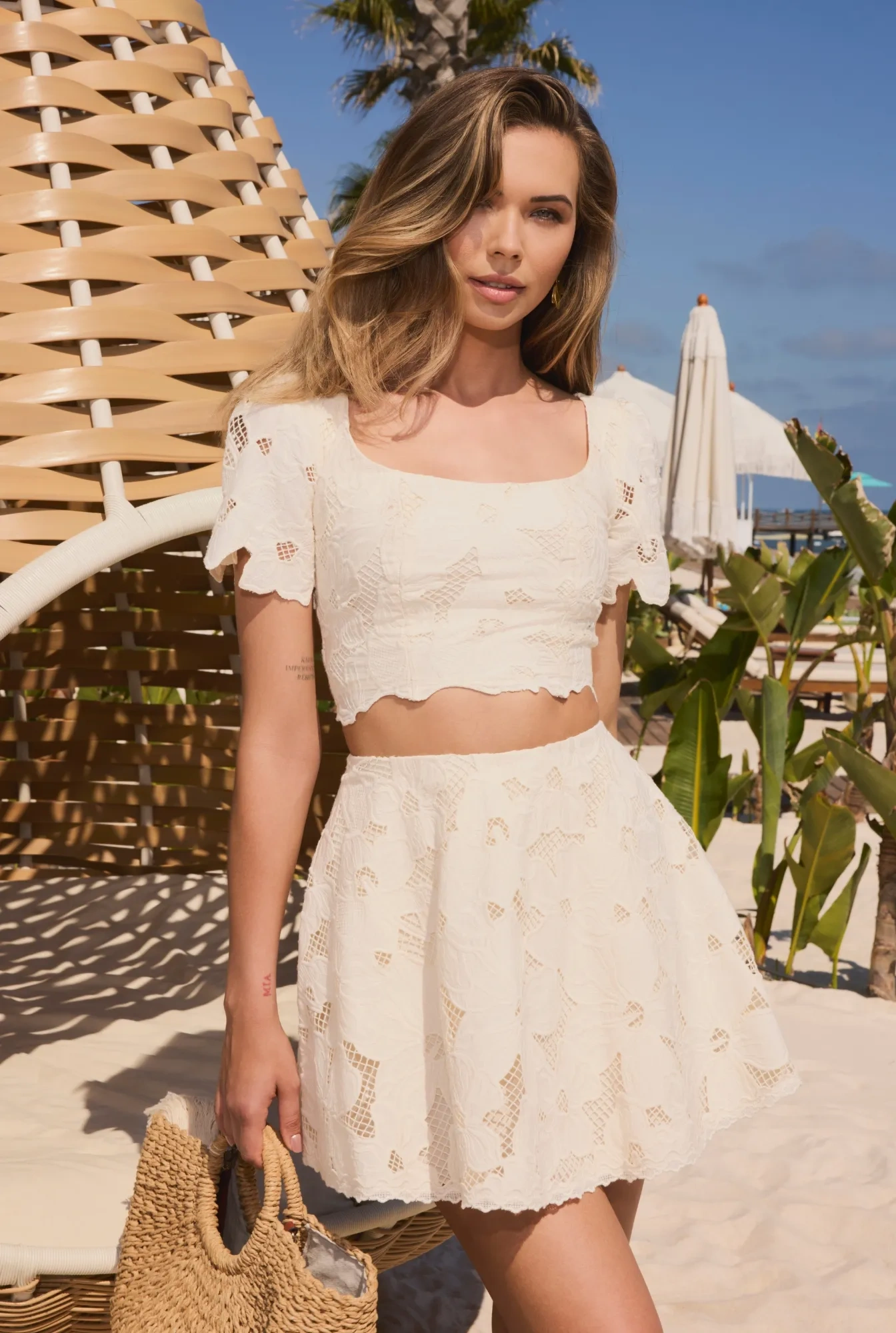 Rimini – cream set: top + skirt