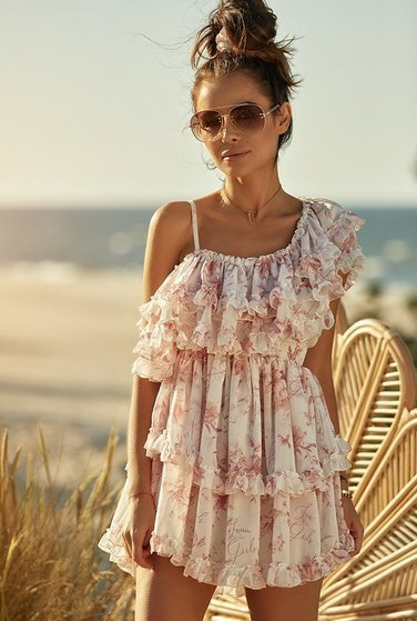 Adora - a delicate, asymmetrical dress made of logged fabric