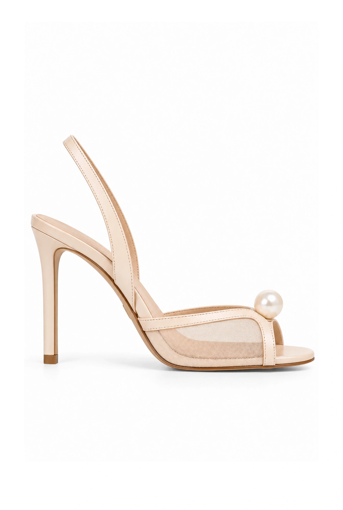 Lumiere – light beige sandals with a decorative pearl