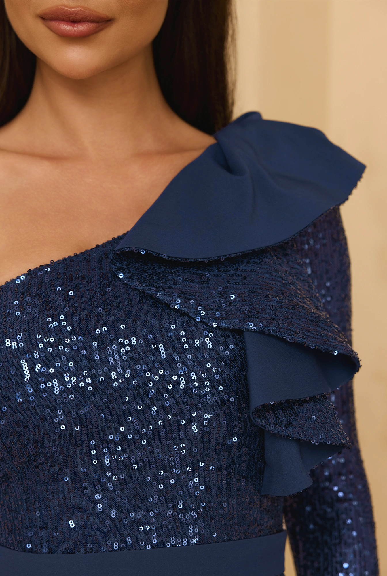 Yasti - long sequin dress in navy blue shade