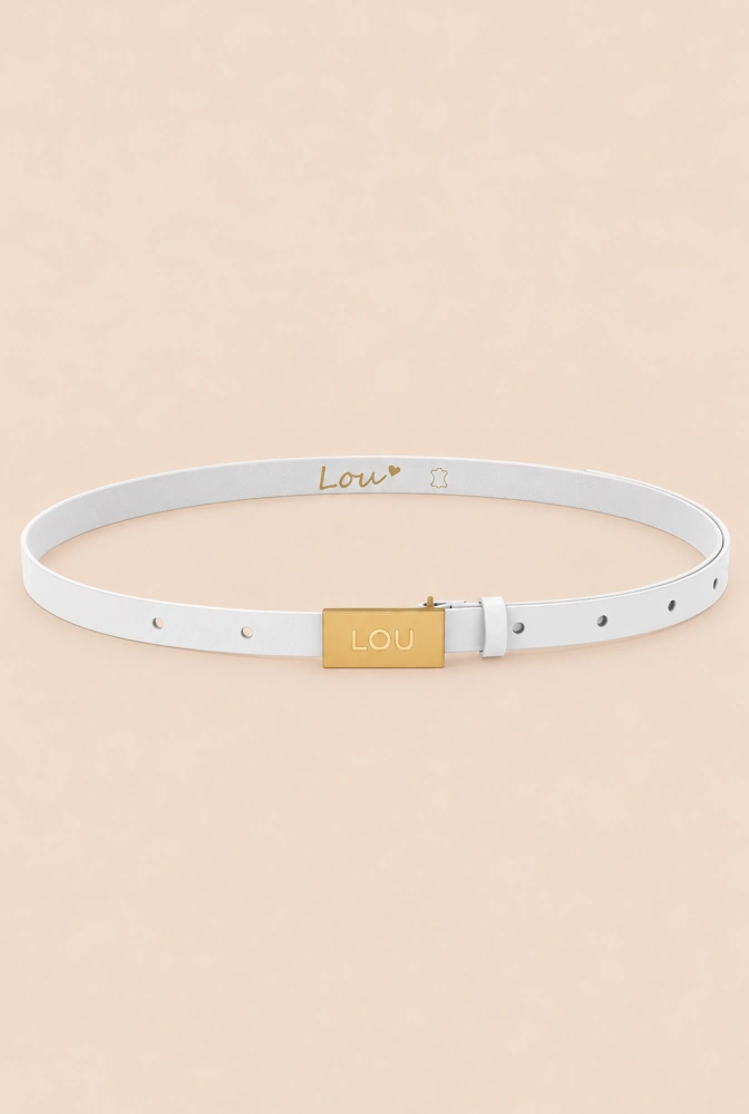 Lita Belt - White Women's Belt with Gold Buckle