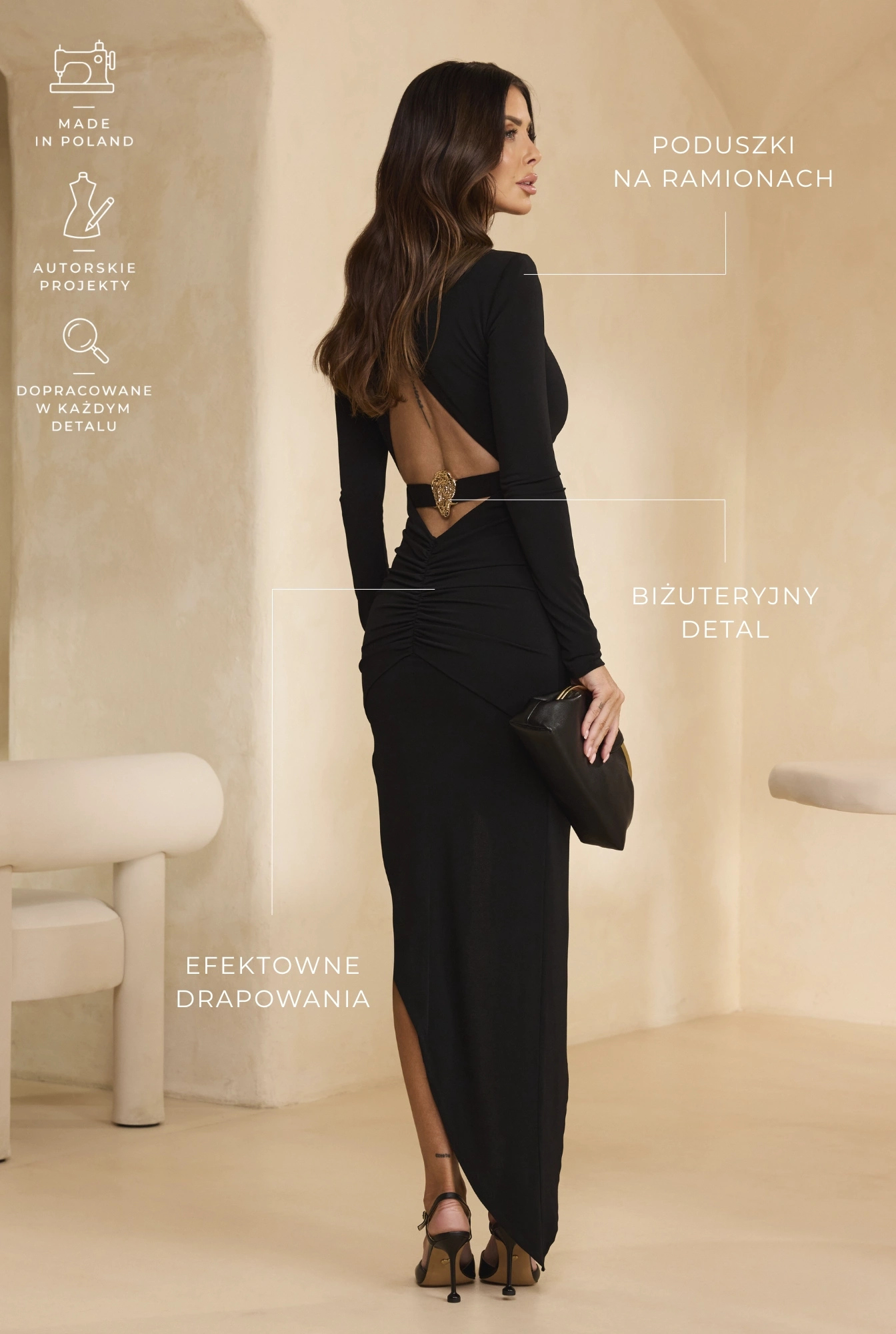 Ficardi – black maxi dress with a back cut-out