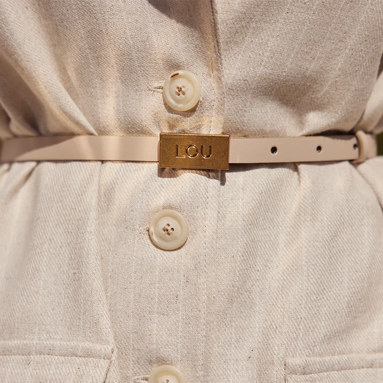 Lita Belt - Women's Belt in Ecru Shade with Exclusive Gold Buckle.