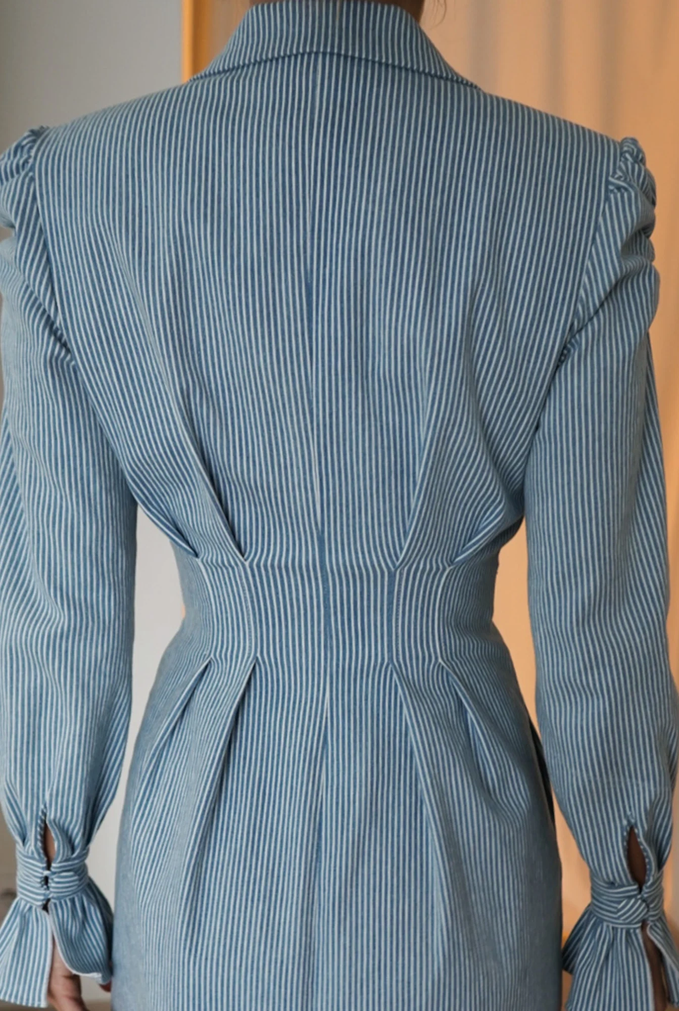 Vari - Blue denim mini dress with neckline