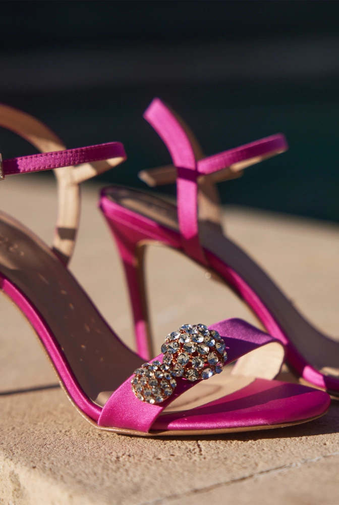 Moon - Satin Sandals in Fuchsia Color