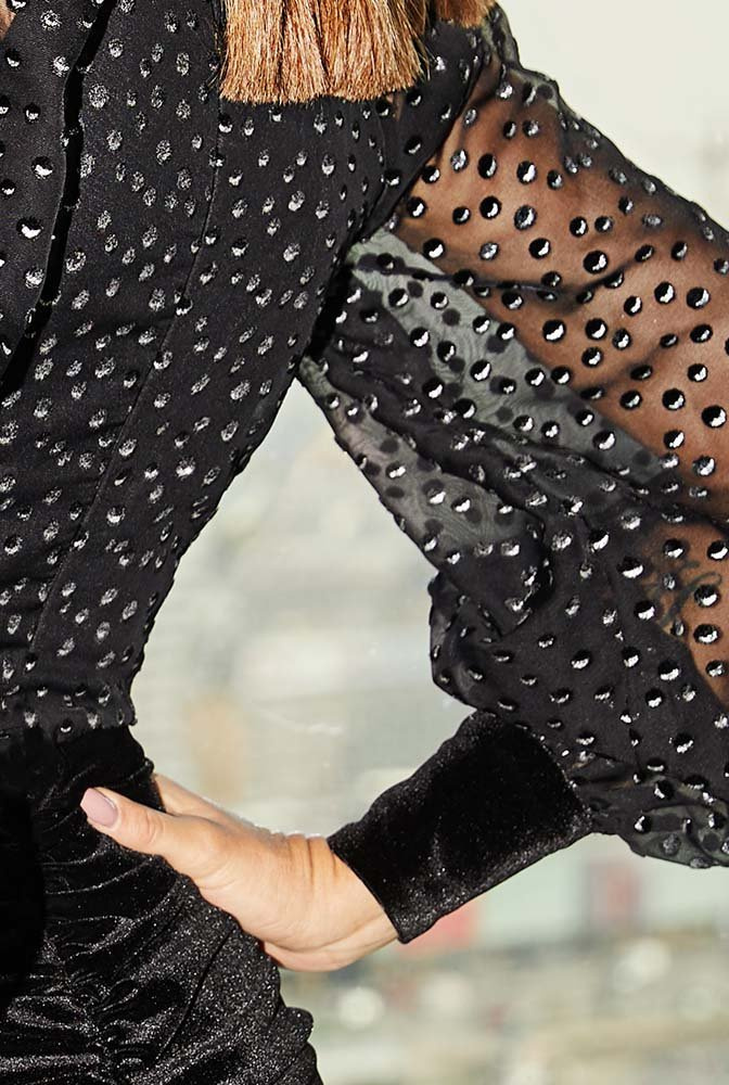 PIUMINO - BLACK DRESS WITH A DECK