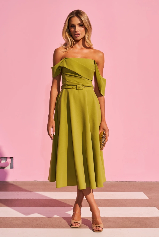 																							Suzi - Midi Dress with Corset Top and Decorative Belt
																					